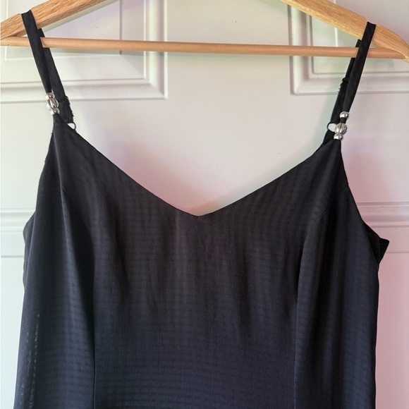 WHBM Black Lined Sheer Monochrome Gingham Pattern Maxi Dress - Picture 2 of 9